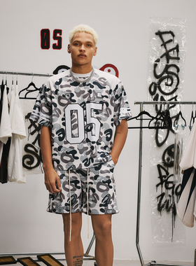 EU/EUSOUEU 2025SS三色迷彩套装美式街头情侣男女潮网眼透气T恤