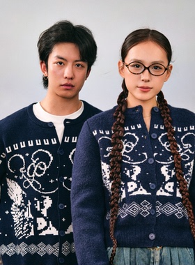 EU/EUSOUEU「北极绒费尔岛1000g」慵懒民族纹样针织简约开衫外套