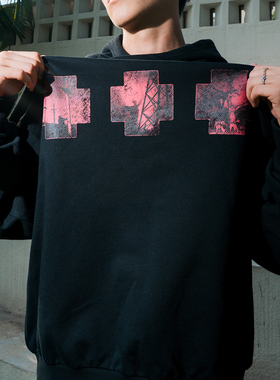 Eusoueu美式复古重磅毛圈Hoodie连帽廓形cleanfit宽松情侣卫衣