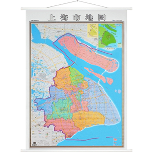 上海市地图挂图+上海市城市地图挂图正反面印刷 挂绳精装高清印刷 1.4x1米 超全开地图 详细 省会城市主城区