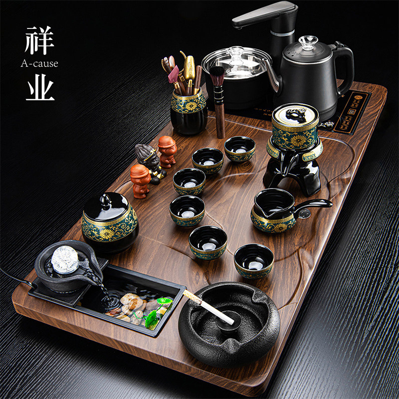 泡茶具茶台一整套流水茶盘套装全自动一体带烧水家用客厅轻奢高档