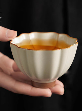 祥业汝窑主人杯高档简约家用个人喝茶专用品茗杯单个陶瓷功夫茶杯