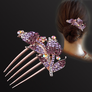 发梳插梳盘发女头饰高档优雅盘头发夹丸子头盘发器女士发卡