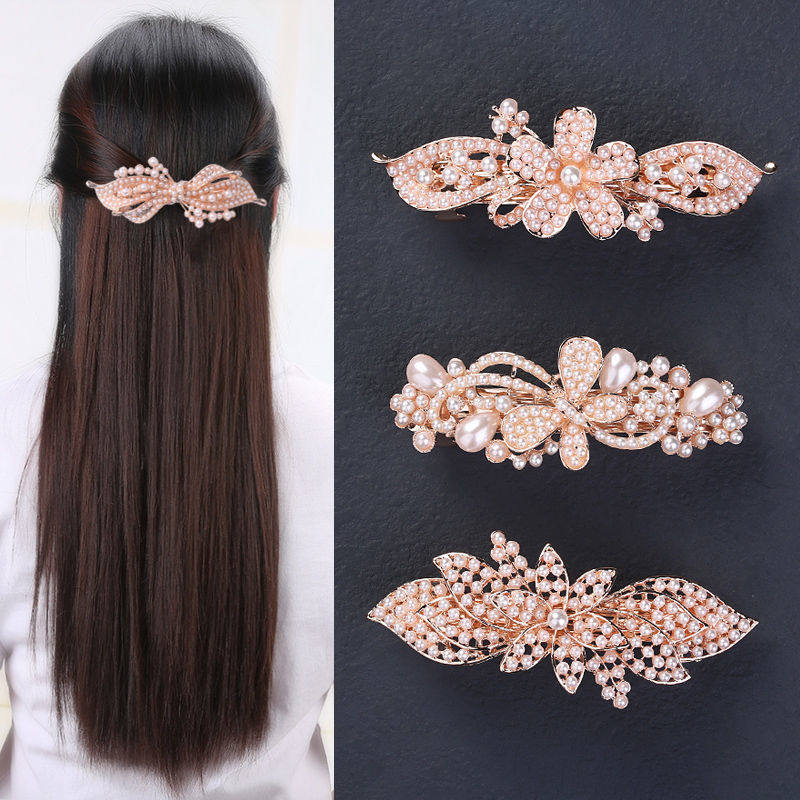 景琳合金珍珠弹簧夹发夹