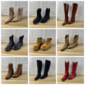 Shoes外贸原单女靴杂款 圆头纯色粗跟时装 36码 时尚 短靴 独码 Lady