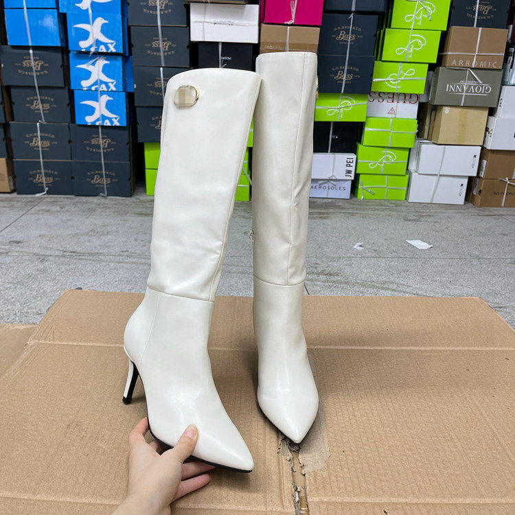 外贸原单尖头细跟长筒靴简约时尚新款名媛气质舒适百搭靴子侧拉链