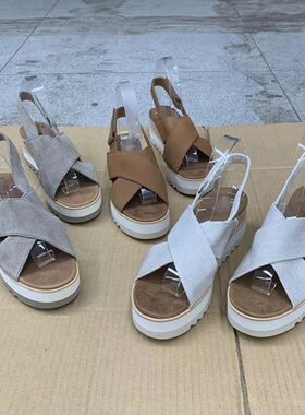 真皮厚底防水台夏季时尚凉鞋拖鞋