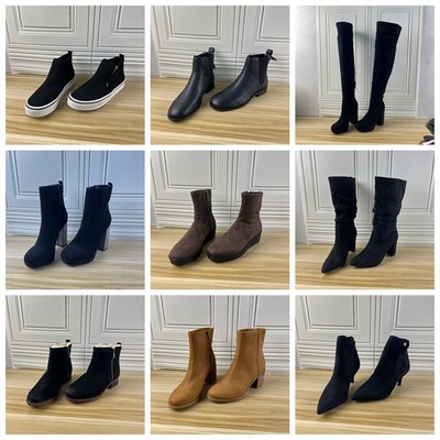 特惠时尚百搭尖头纯色粗跟短靴