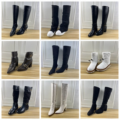 时尚百搭尖头纯色高跟长靴短靴