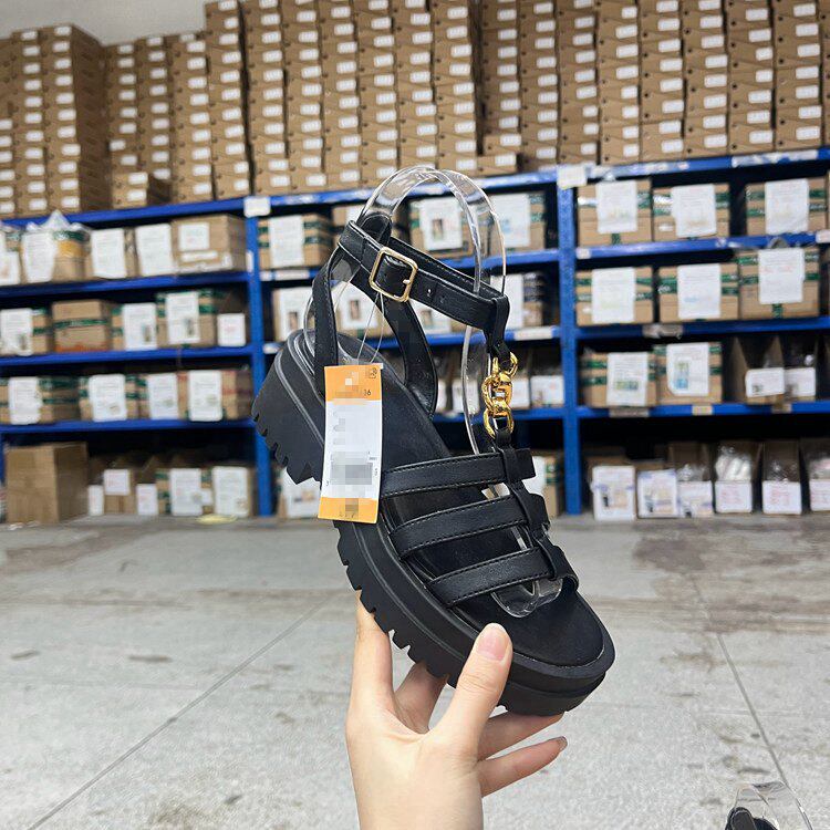 Lady Shoes外贸原单圆头厚底凉鞋简约时尚新款舒适休闲百搭日常