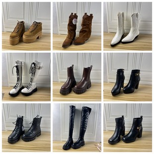 外贸原单独码 36码 女靴粗跟圆头侧拉链通勤短靴长靴 Shoes杂款 Lady