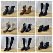 Shoes杂款 38.5 39码 Lady 外贸原单女靴独码 圆头粗跟厚底短靴长靴