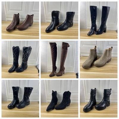 特惠时尚百搭粗高跟侧拉链短靴