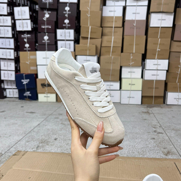 Lady Shoes外贸原单女鞋真皮新款时尚百搭圆头系带平底单鞋德训鞋