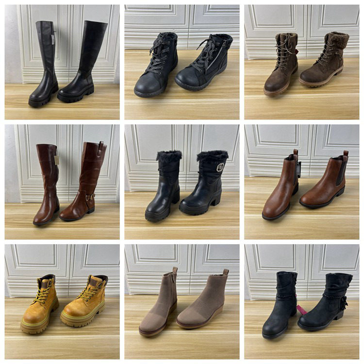 Lady Shoes外贸原单38码杂款独码时尚圆头纯色粗跟百搭时装短靴
