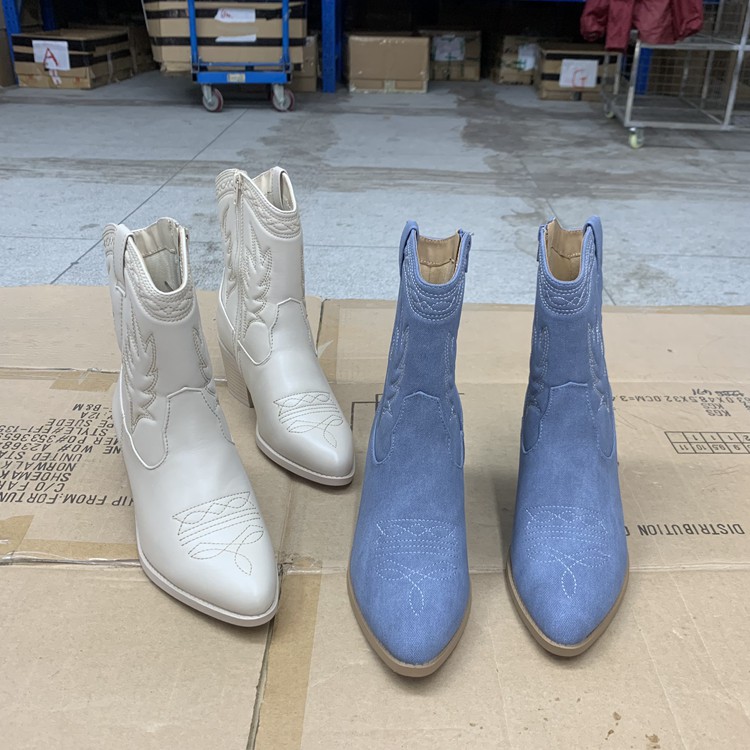 靴子牛仔风秋季新款超级个性百搭