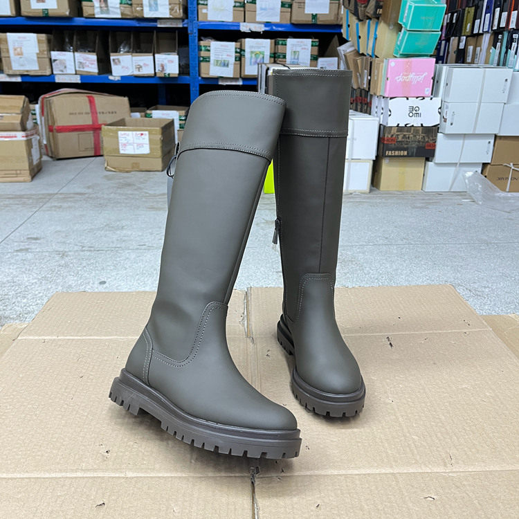 外贸原单新款时尚欧美侧拉链圆头厚底中跟长靴女鞋户外时装骑士鞋,女鞋,时装靴,淘宝优惠券,粉丝福利购,淘宝优惠卷