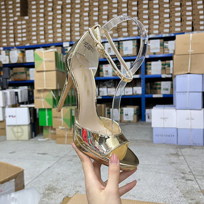 外贸原单shoes厚底粗高跟女鞋简约时尚防水台圆头露趾一字扣凉鞋