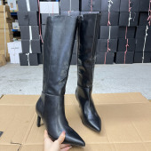 长筒靴骑士靴 尖头纯色细高跟侧拉链时装 外贸原单女靴气质时尚 新款