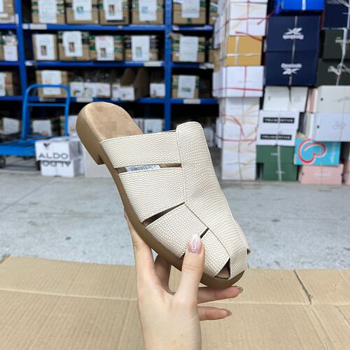 新款圆头纯色平底休闲包头半拖