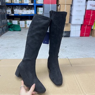 外贸原单粗跟长靴简约时尚 名媛风气质百搭日常外穿舒适女靴子 新款