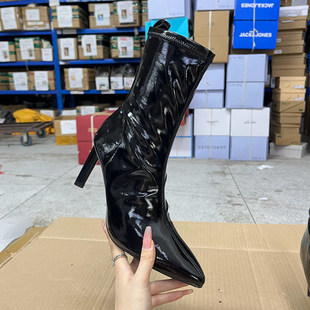 外贸原单尖头细跟瘦瘦靴简约时尚 短靴日常外穿气质百搭女靴子 新款