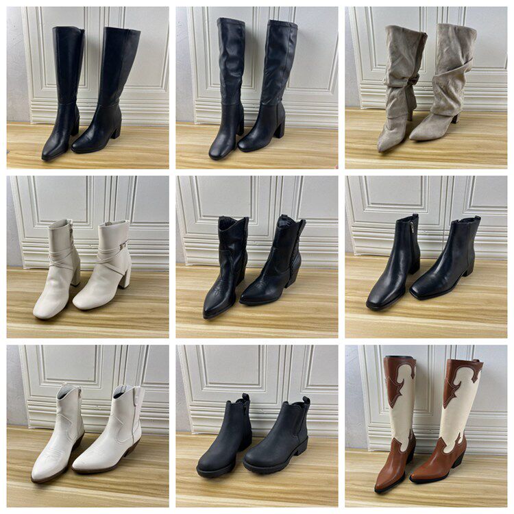 Lady Shoes外贸原单37.5码杂款时尚女靴独码细跟带钻时装长靴短靴