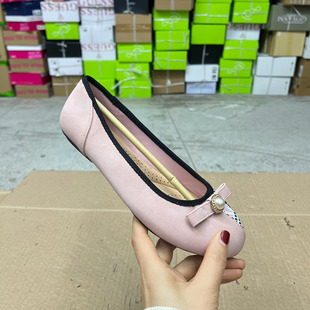 外贸原单shoes关税原因新款圆头浅口平底一脚蹬拼色舒适洋气单鞋