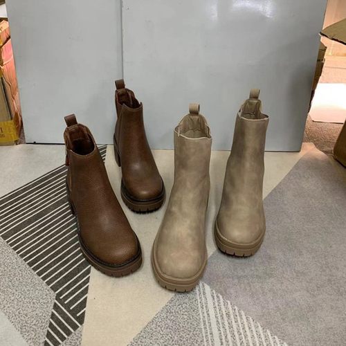 圆头厚底粗跟弹力一脚蹬