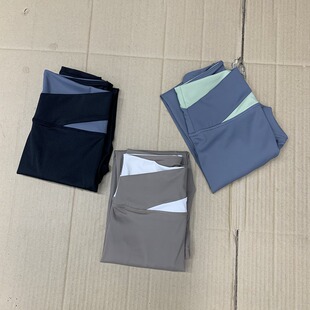 裸感跑步时尚 提臀显瘦无尴尬线交叉拼接蜜桃臀塑身健身瑜伽裤