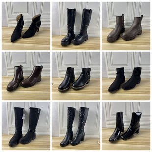通勤时尚 Lady 外贸原单女靴独码 41码 圆头粗跟短靴长靴 Shoes杂款