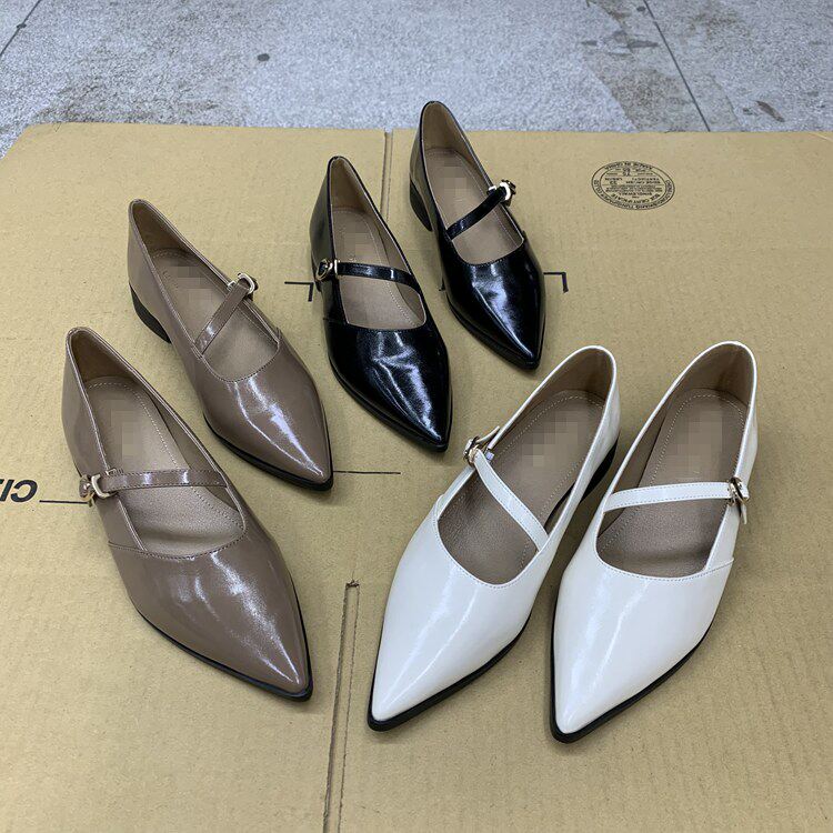 外贸原单女鞋新款外贸原单女鞋新款尖头纯色时尚显高显瘦粗跟气质