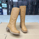 舒适百搭气质女款 外贸原单方头粗跟长靴简约时尚 新款 靴子