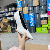 百搭舒适一脚蹬单鞋 外贸原单shoes新款 微瑕尖头浅口细跟纯色时尚