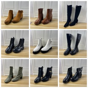 时尚 Lady 外贸原单女靴独码 41码 圆头纯色通勤短靴长靴 Shoes杂款