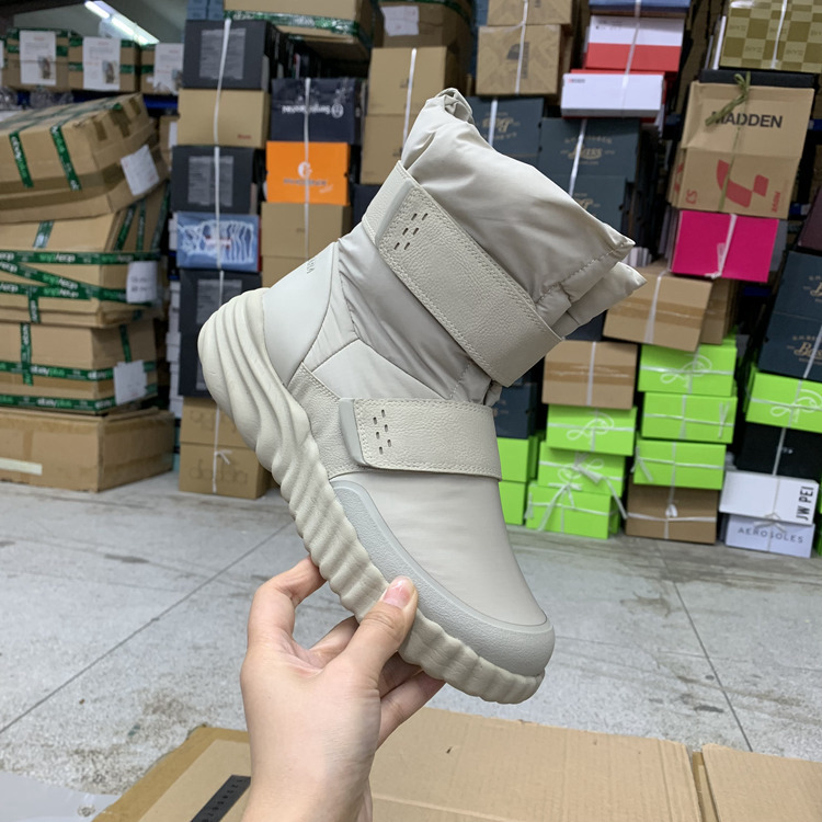 外贸原单魔术贴短靴简约时尚新款圆头扣带舒适休闲保暖日常外穿