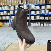 Lady 短靴 圆头纯色粗跟厚底套筒时装 Shoes外贸原单女靴新款 时尚