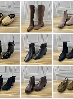 Lady Shoes外贸原单42码杂款女靴时尚独码圆头纯色百搭粗跟短靴