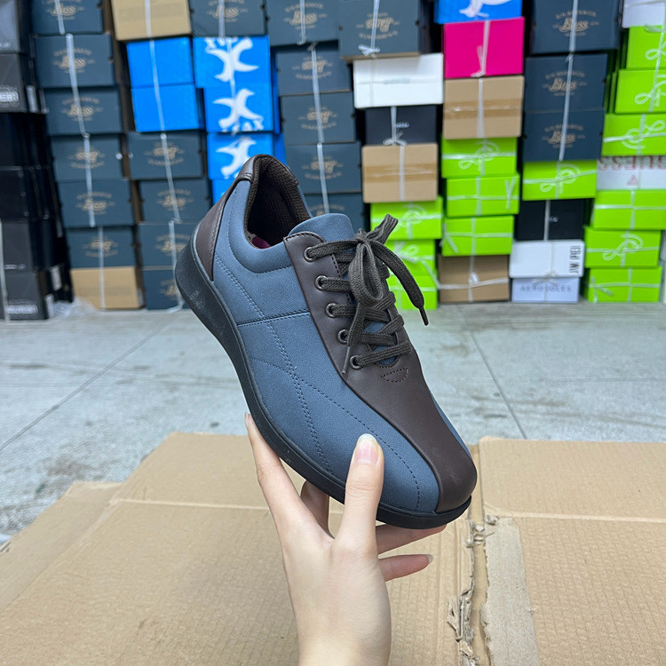 圆头拼接厚底舒适系带单鞋休闲鞋