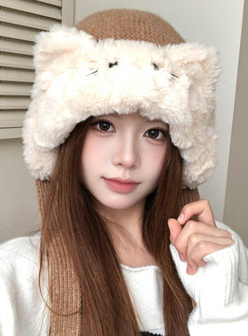 韩系可爱猫耳雷锋帽女款秋冬加厚