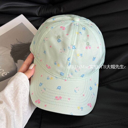 韩系甜美碎花薄荷绿鸭舌帽女夏