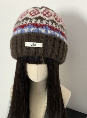 费尔岛毛线帽男冬季帽子男士包头秋冬针织帽男生黑色加绒冷帽男生