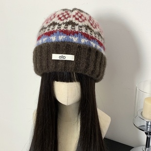 费尔岛毛线帽男冬季帽子男士包头秋冬针织帽男生黑色加绒冷帽男生