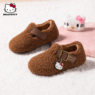 Hello Kitty 童鞋棉拖鞋2025冬款女童加绒保暖棉鞋中小童休闲鞋子