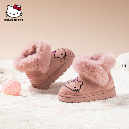 Hello Kitty毛毛棉靴女童冬季中小童保暖防滑卡通雪地靴少女心