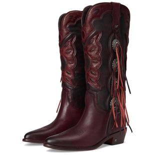 饰 Edelman女士牛仔靴轻便耐磨防滑舒适尖头流苏装 代购 Sam