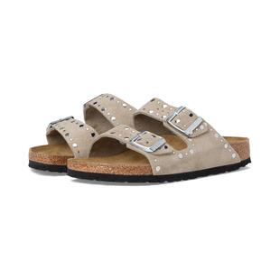 海外代购Birkenstock女士休闲凉鞋软木底可调节扣带双带铆钉