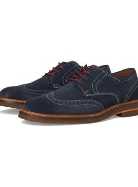 代购Johnston  Murphy男士正装鞋透气吸汗软底缓震深蓝色圆头