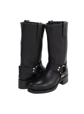 代购FRYE男士马丁靴透气吸汗缓震黑色圆头中跟金属扣带