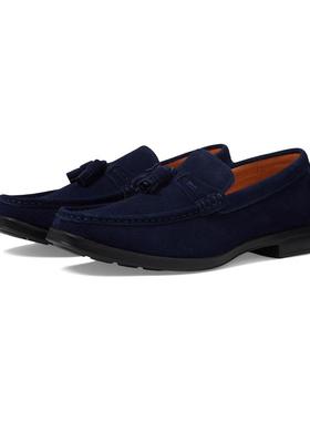 代购STACY ADAMS男士乐福鞋透气柔软鞋垫轻便耐用深蓝色流苏设计